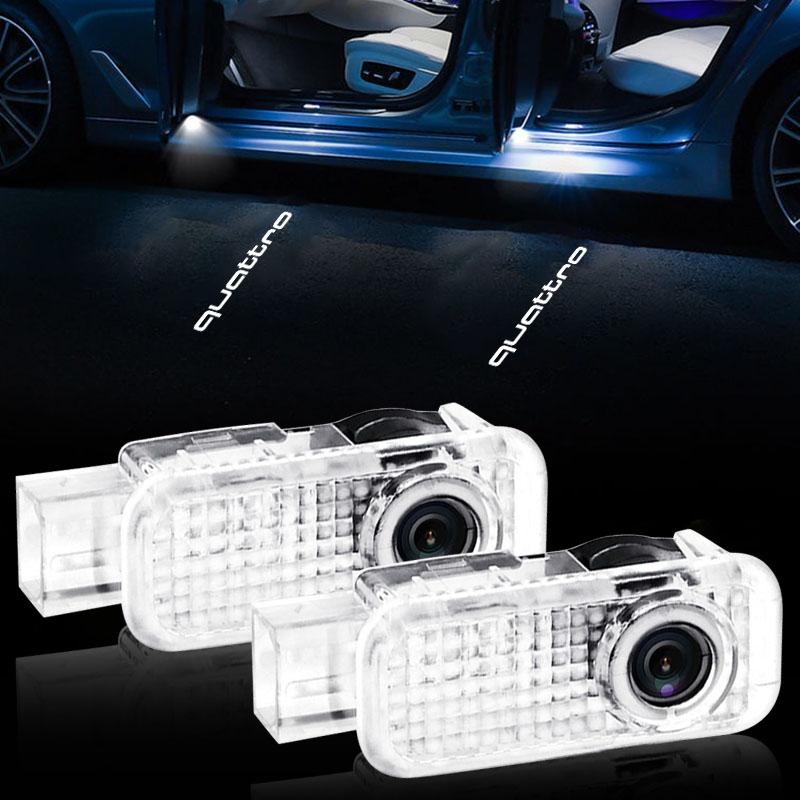Для Audi e B8HD Светодиодные приветственные огни Проекционные лампы на двери автомобиля Эмблемы автомобиля Для Audi A3 A4 A5 A6 A7 A8 TT Q3 Q5 Q6 Q7 A1 B5 B6 B7 B8 B9 Quattro