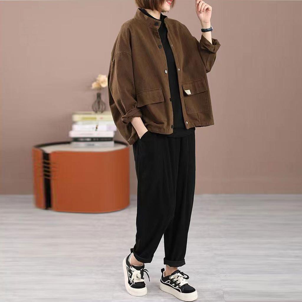 Женская джинсовая куртка, короткая свободная куртка с длинным рукавом