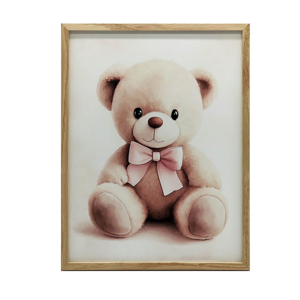 Plakat Uroczy Miś W Różowej Muszce Plakat Uroczy Miś W Różowej Muszce, 70X100 Cm, Rama Drewniana Ciemny Brąz, Papier Matowy 230 Gsm