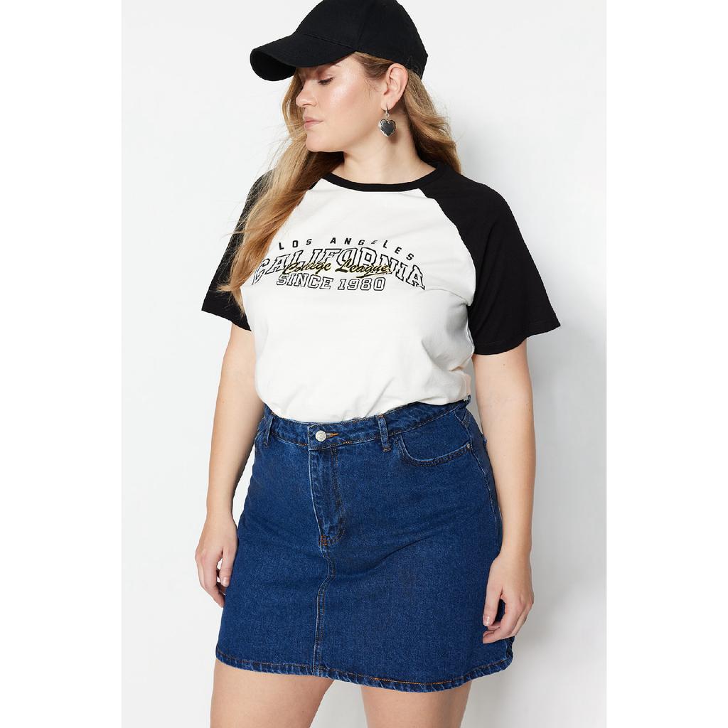 Черная джинсовая юбка трапециевидной формы с высокой талией Tbbaw23az00042