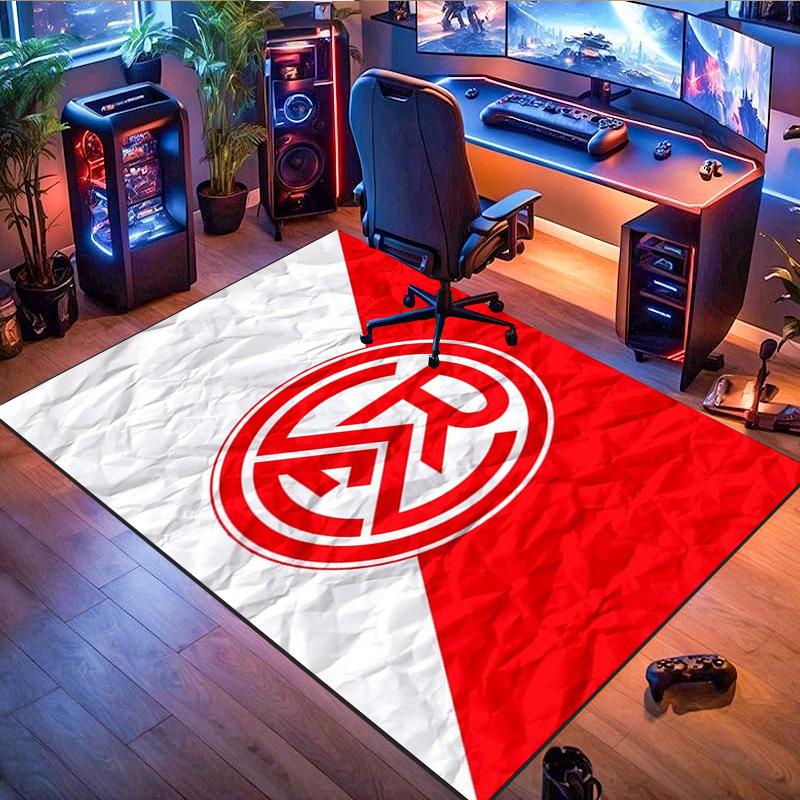 Remo FC Red White Crumpled Paper Shield Logo Print Area Rug Brazilian Soccer Floor Carpet Football Fan Living Room Bedroom Home Decor Mat
