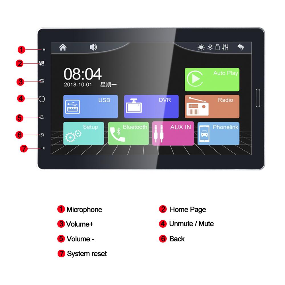 Reakosound Автомобильный радиоприемник 10,1'' сенсорный экран Carplay Универсальный 1 Din автомобильный мультимедиа с Bluetooth Видео Авто Радио Радиоприемник