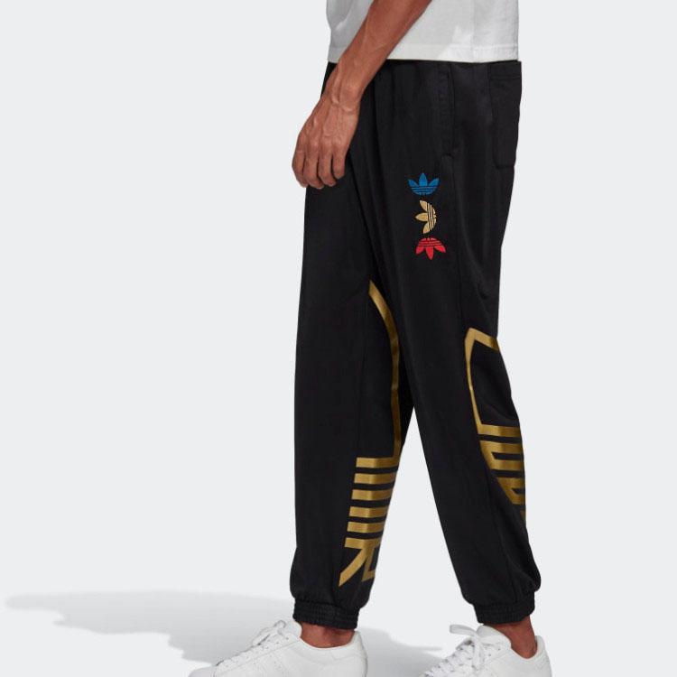 Adidas Оригинальные дышащие вязаные спортивные брюки с металлизированными манжетами и трилистником, мужские брюки черного цвета FS7325