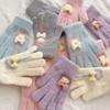 Children's Gloves Autumn and Winter Warm Love Lollipop Five Finger Gloves for Girls with Velvet and Thickening