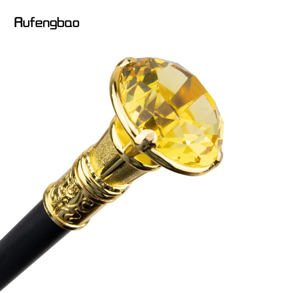 Желтая ромбовидная трость, золотая трость, модная декоративная трость, элегантная трость для джентльмена, ручка для трости для косплея, 93 см