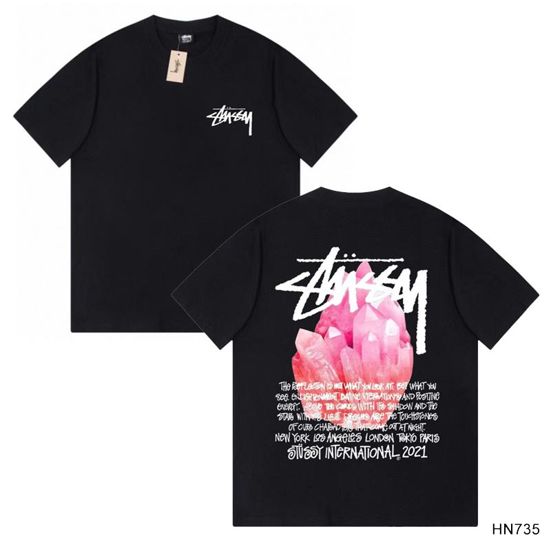 Stussy Летняя новая футболка из высококачественного хлопка с круглым вырезом для мужчин и женщин 2025 года, классический логотип с новым рисунком, парная футболка