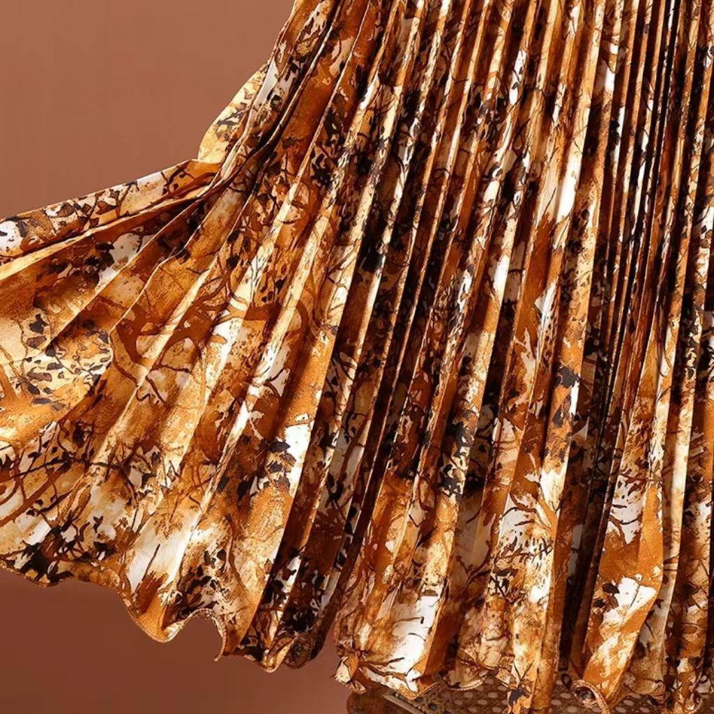 Текстурированная плиссированная юбка миди в корейском стиле - Высокая талия, А-силуэт, Универсальная для работы