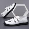 New Men's Soft Leather Casual Men's Shoes Hollow Breathable Hole Shoes Breathable Leather Sandals One-foot Shoes
