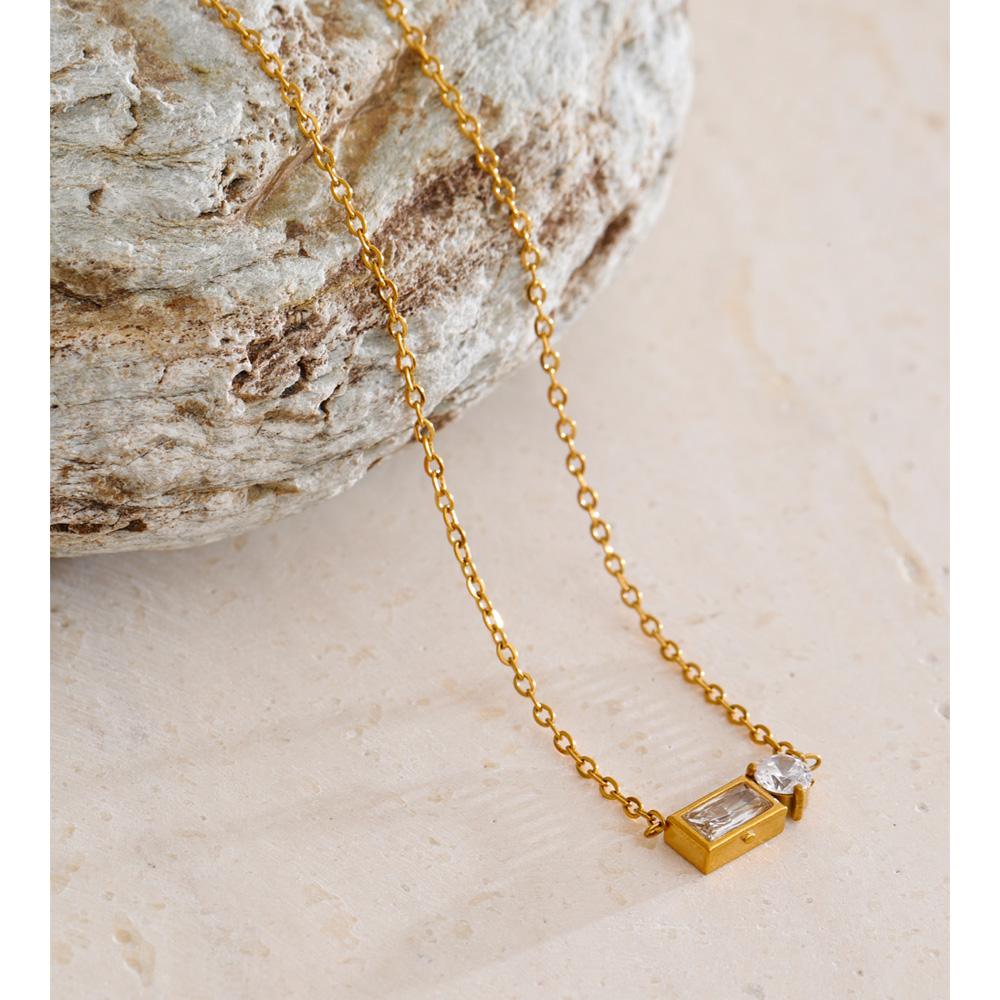 Eetit Блестящее ожерелье с прямоугольным кулоном из кубического циркония для женщин, модное, корейский шик, ювелирный подарок