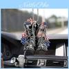 Vintage Acrylic Rose Butterfly Car Rearview Mirror Ornament With American Flag Design