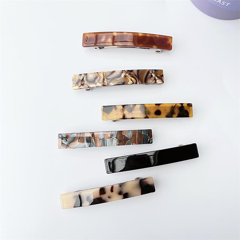 Elegant Leopard Hair Clips Acetate Vintage French Hairpin Colorful Geometric Marble Spring Clips Simple Hair Accessories