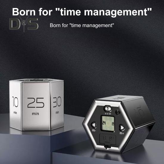 Вращающийся таймер Pomodoro на 5-60 минут, светодиодный дисплей, ползунковый переключатель, шестигранный стол, перевернутый таймер производительности, вибрация, беззвучный будильник для работы, учебы, кухни