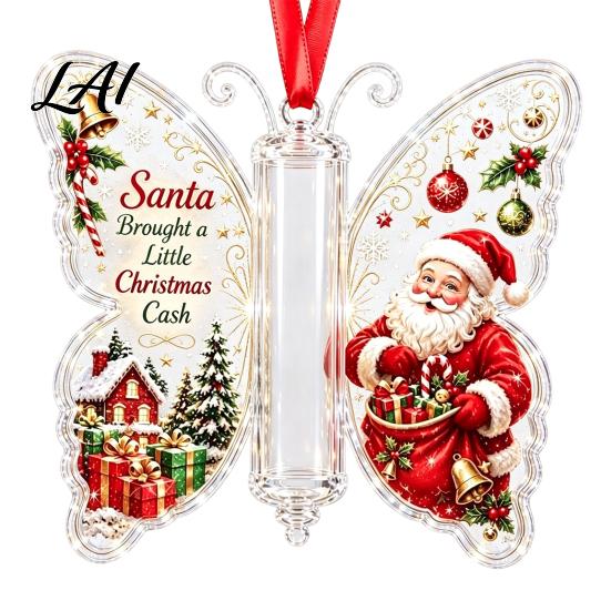 Decorative Ornaments for Parties Butterfly Cash Gift Ornament Christmas Money Holder Hanging Decor with Holiday Decorations Festive Print,