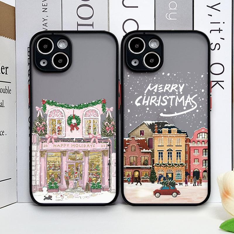 Чехол для телефона Christmas с изображением деревенского здания и зимнего пейзажа для Samsung Galaxy A36 A56 A55 A54 A53 A52 A51 A50 A15 A14 5G, противоударная крышка