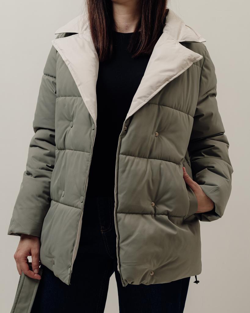 Куртка с поясом HAIZIYUAN 824 M оливкова-молочная