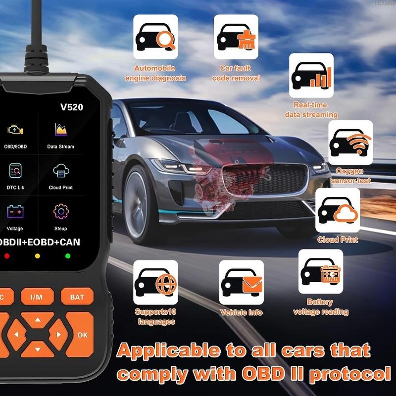 V520 OBD2 Diagnostic Scanner for Cars Auto Code Reader Check Engine Light Reset Tool Live Data Multi-Language Error Scan Tool
