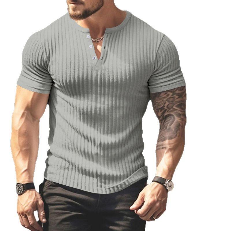 Однотонная летняя новая мужская футболка, повседневная трикотажная футболка с коротким рукавом