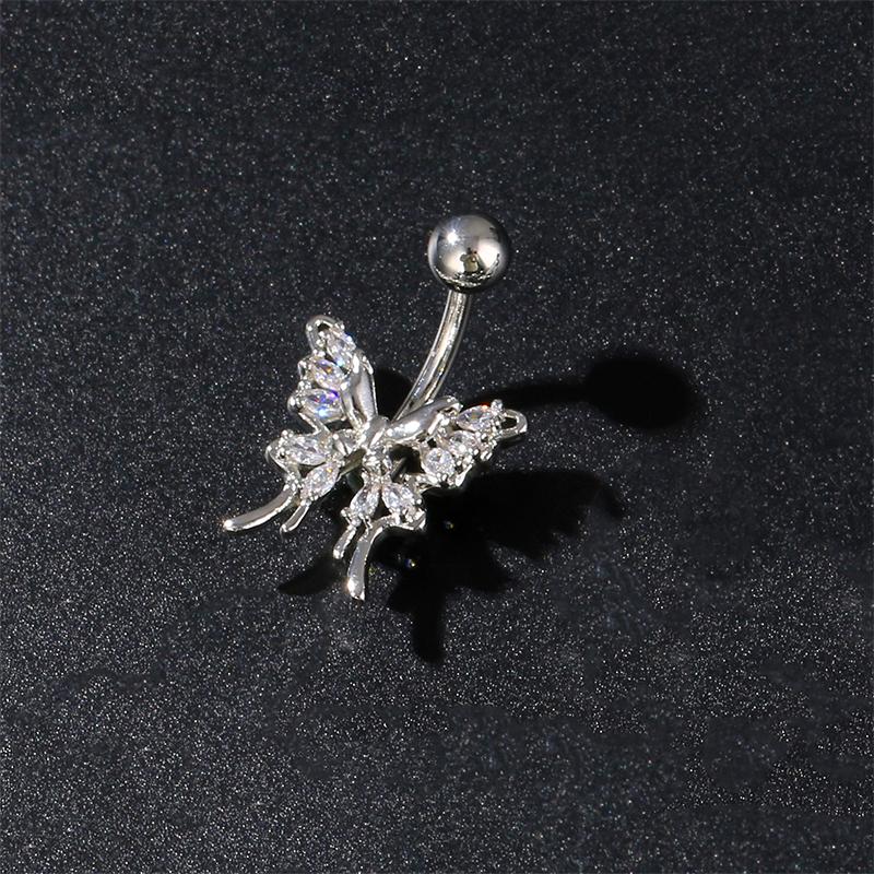 Кольца для пирсинга пупка с бантиком-бабочкой из нержавеющей стали с цирконом для женщин, девушек, сексуальные украшения для тела, подарки