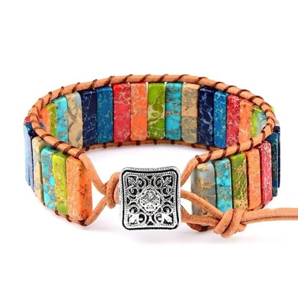 Браслеты с подвесками, плетеные браслеты, украшения для рук, браслет-манжета в богемном стиле, браслет с радужным камнем, женский