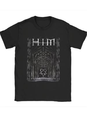 2025 Новый канал The Heartagram Vibe Ville Valo HIM Gothic Y2K Tee - Эластичная футболка в стиле гранж, 100% с логотипом группы