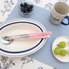 Bonaire Color Mix Cutlery Set for 4, Cream + Brown + Burgundy + Blue, Spoon + Chopsticks, 1 Set, Korean Popular Tableware