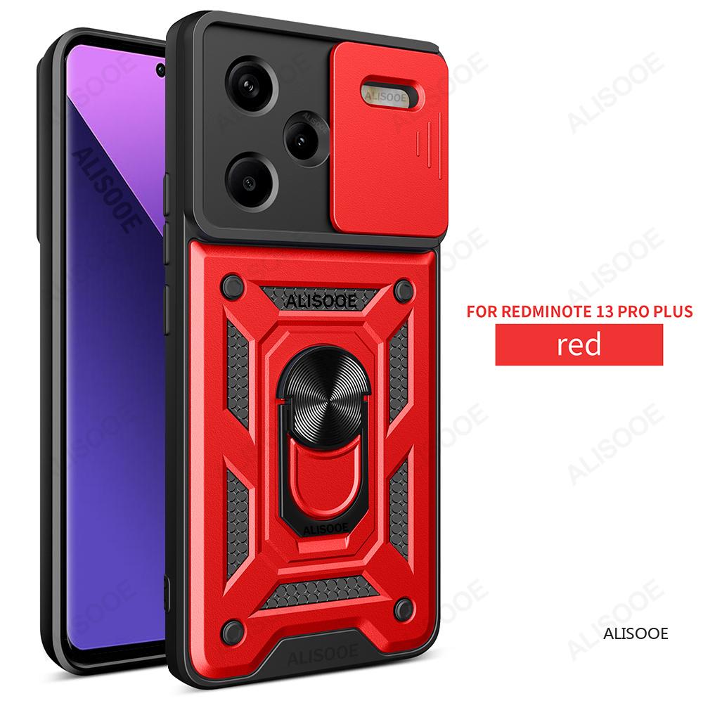 Slide Camera Funda для Redmi Note 13 Pro Plus Чехол для Xiaomi Redmi Note 13 Pro Capa Вращающееся кольцо-подставка Ударопрочный чехол