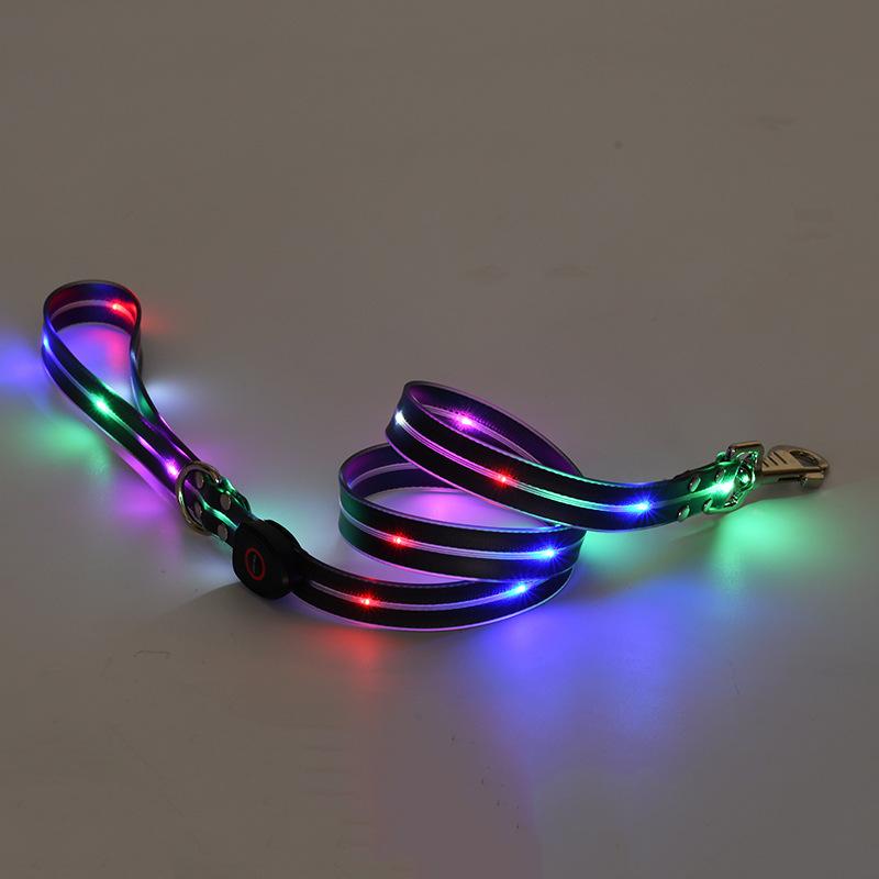Светодиодный светящийся ошейник Зарядка через USB Ошейник для питомца со светом ПВХ плетеный ремень Поводок для собаки Светящийся ошейник для собаки