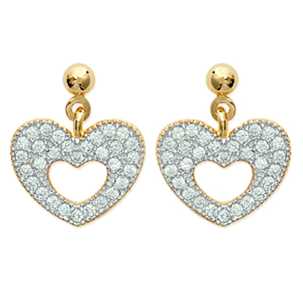 Les Trésors De Lily [K3845] - Gold Plated Earrings 'Love Divine' White Gold - 15x12 Mm