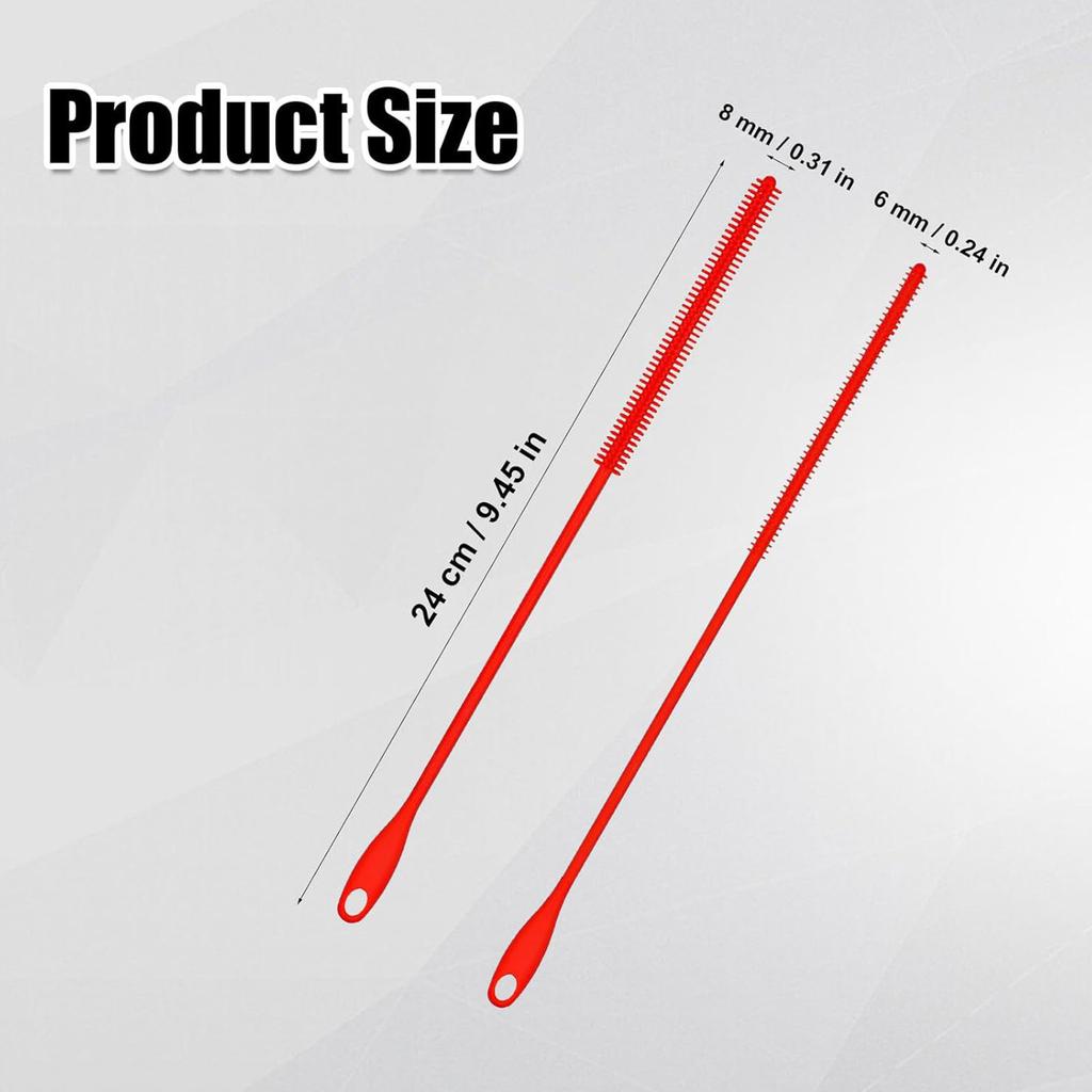 2 шт. Силиконовые щетки для соломинок, удлиненная щетка для чистки соломинок, многоразовая дорожная щетка для чистки соломинок, сгибаемая