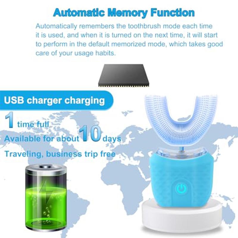 Новый дизайн Зубная щетка Отбеливание зубов U-образная зубная щетка 360 градусов Силиконовая автоматическая электрическая мягкая зубная щетка