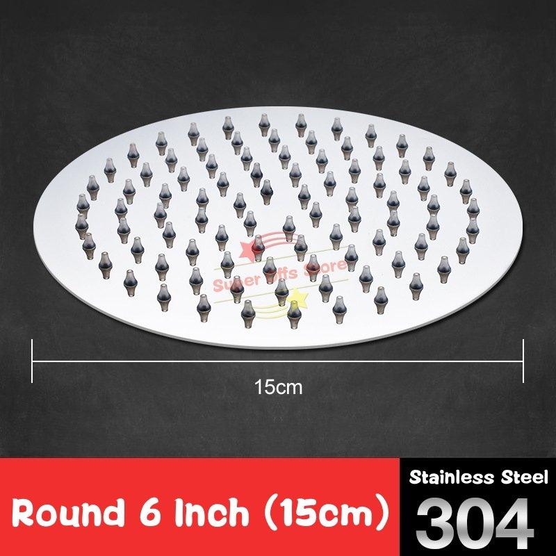 Round & Square Stainless Steel Ultra-thin Showerheads 12/10/8/6/4 Inch Rainfall Shower Head Rain Shower Chrome Finish