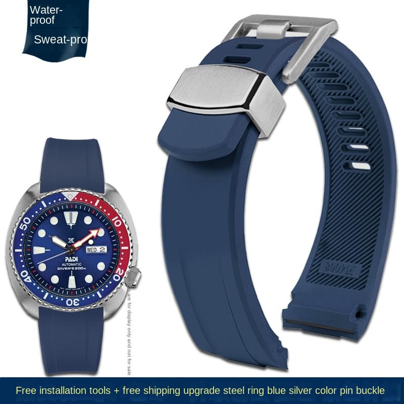 Ремешок с дугообразным креплением Для SEIKO PROSPEX кольцо-cola SRPA21J1 SRPE99K1 SRP777J SRPC91J1/25J1 Изогнутый резиновый ремешок Мужской браслет 22 мм