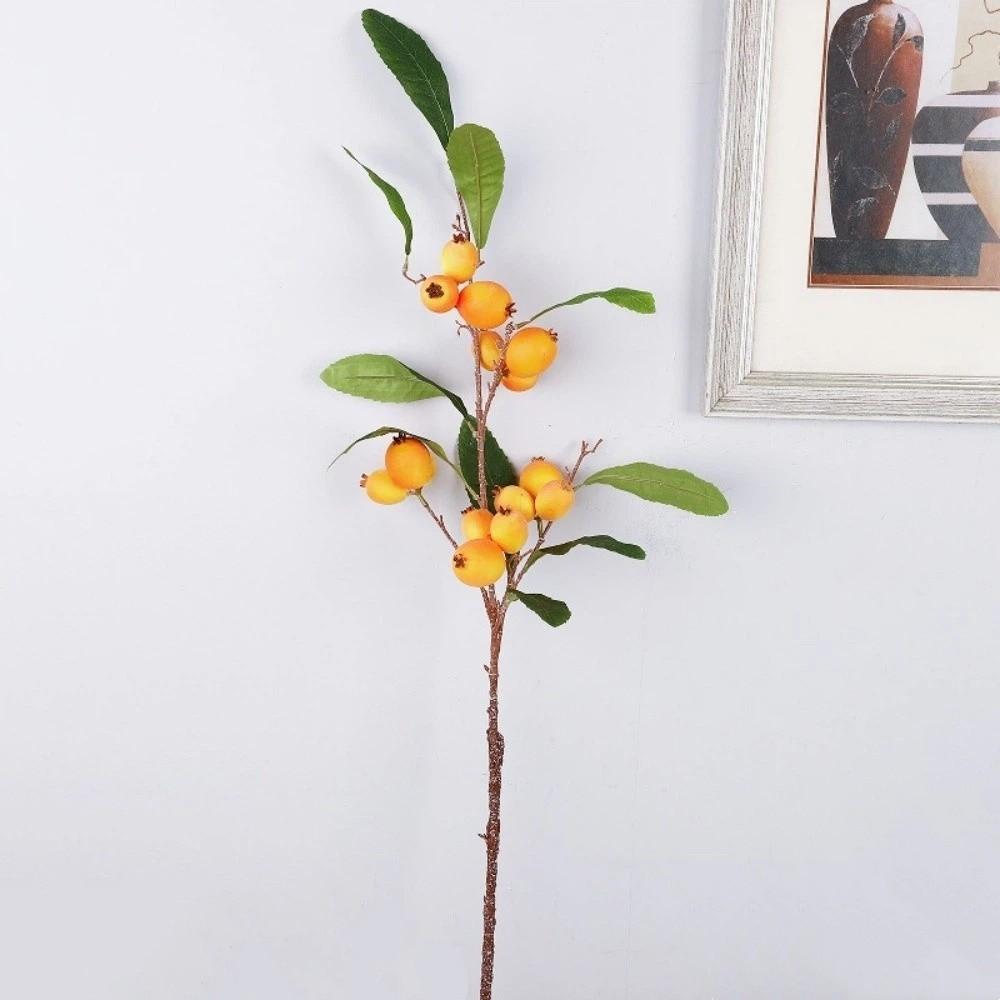 Luxury Artificial Loquat Fruit Branch Faux Loquat Fake Plants Simulation Fruit Tree Gift