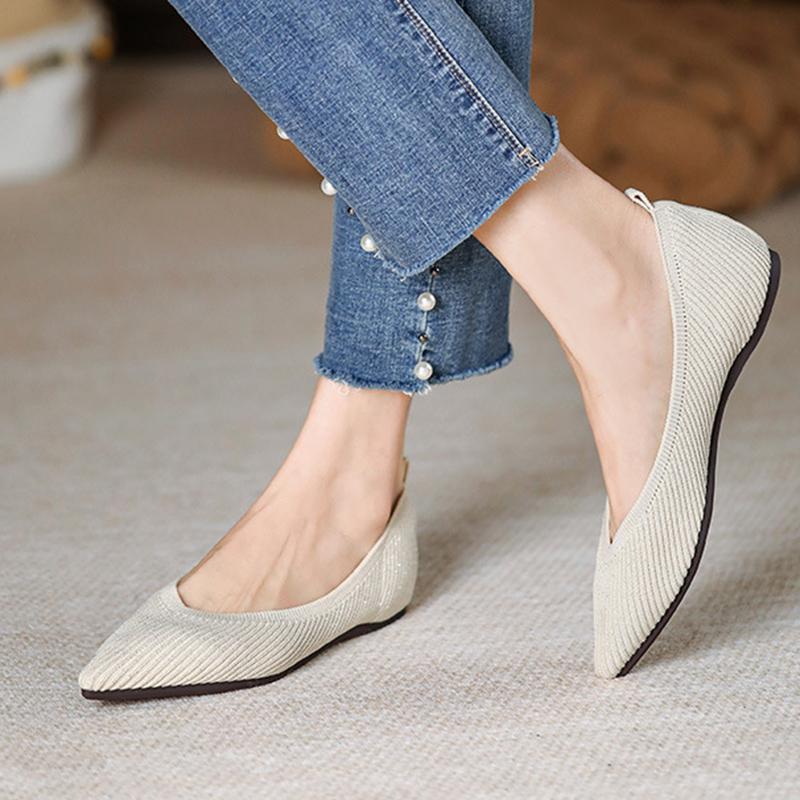 Модные эластичные трикотажные мокасины с прямым зерном, дышащие, удобные рабочие туфли, короткие, без застежек, модные женские туфли на плоской подошве, легкие мокасины для вождения