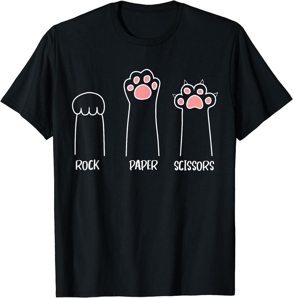 Rock Paper Scissors Hand Game Cute Paw Funny Cat Gift Unisex T-Shirt