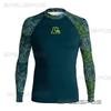 Mens Long Sleeve Rash Guard UV Protection Quick Dry Digital Print Surfing Diving Wetsuit Water Sports