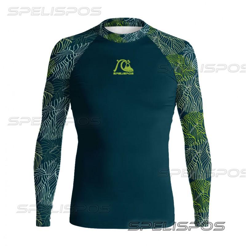 Mens Long Sleeve Rash Guard UV Protection Quick Dry Digital Print Surfing Diving Wetsuit Water Sports