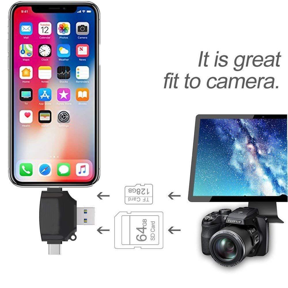 4-в-1 Картридер с интерфейсами +Micro USB+USB3.0+Type-C для iPhone iPad Android Смартфонов
