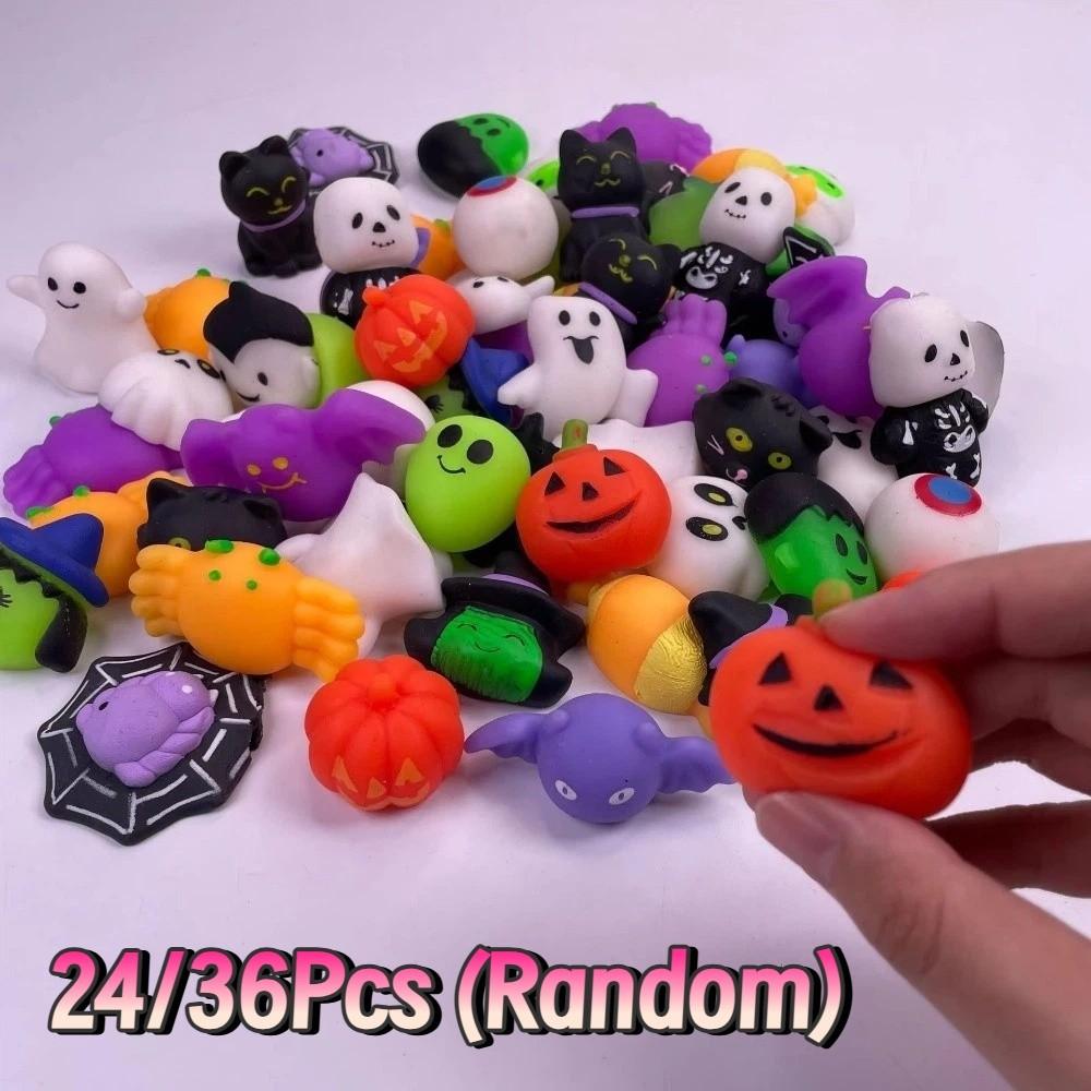 24/36Pcs/Set Mini Halloween Squeeze Toys Set Random TPR Fidget Toy Set Office Desk Toy