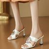 Temperament Half Slippers Women's 2025 New Summer Wear Thick Heel High Heel Open Toe Sandals Women's One-character Fashion Sandals