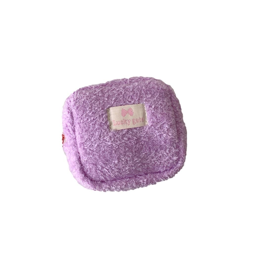 Плюшевая сумка для хранения для девочек, милый плюшевый кошелек для монет, портативный карманный чехол для наушников