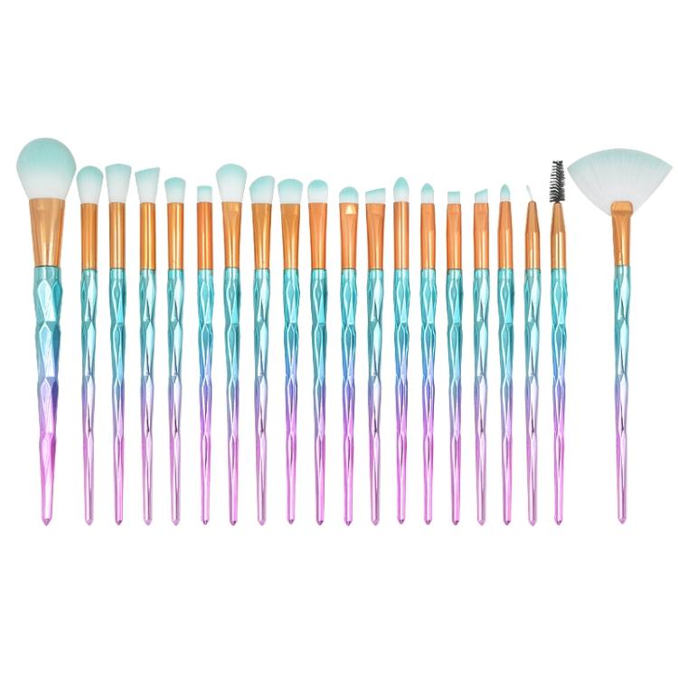 20 in 1 Diamond Handle Eye Brush Multi-functional Makeup Brush, Pink+Blue Handle and Pink Brush