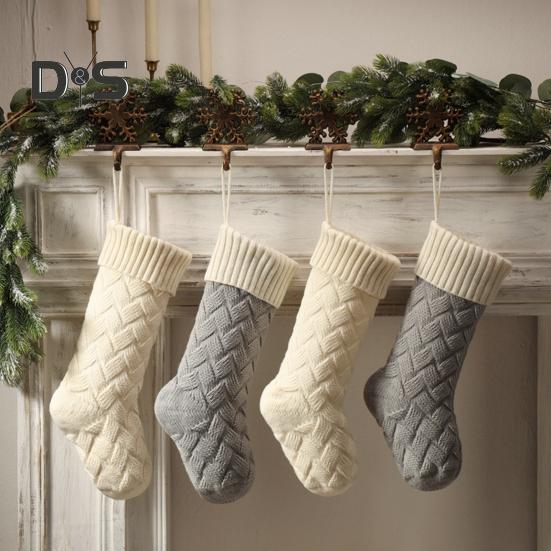 Large Knitted Christmas Stockings 18" Xmas Gift Stocking Hanging Decorations Festive Decor Candy Toys Bag Hanging Stocking for Mantel Window