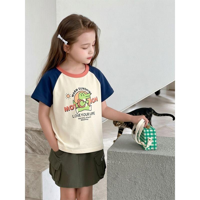 27Home Brand Export Children's Clothing 2026 Summer New Style Children's Pure Cotton Short-Sleeved T-Shirt Cartoon Clothes for Baby Girls