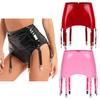 Womens Ladies Patent Leather Garters with Metal Clips Suspender Belt Clubwear Stage Performance Costume Underwear Lingerie