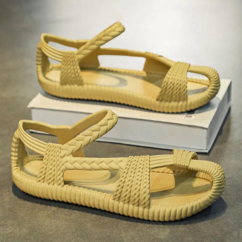 Обувь для мужчин Повседневные мужские сандалии с открытым носком на плоской подошве Новый дизайн 2024 Роскошные дизайнерские нескользящие летние уличные 39 для повседневного использования Стильные Купить