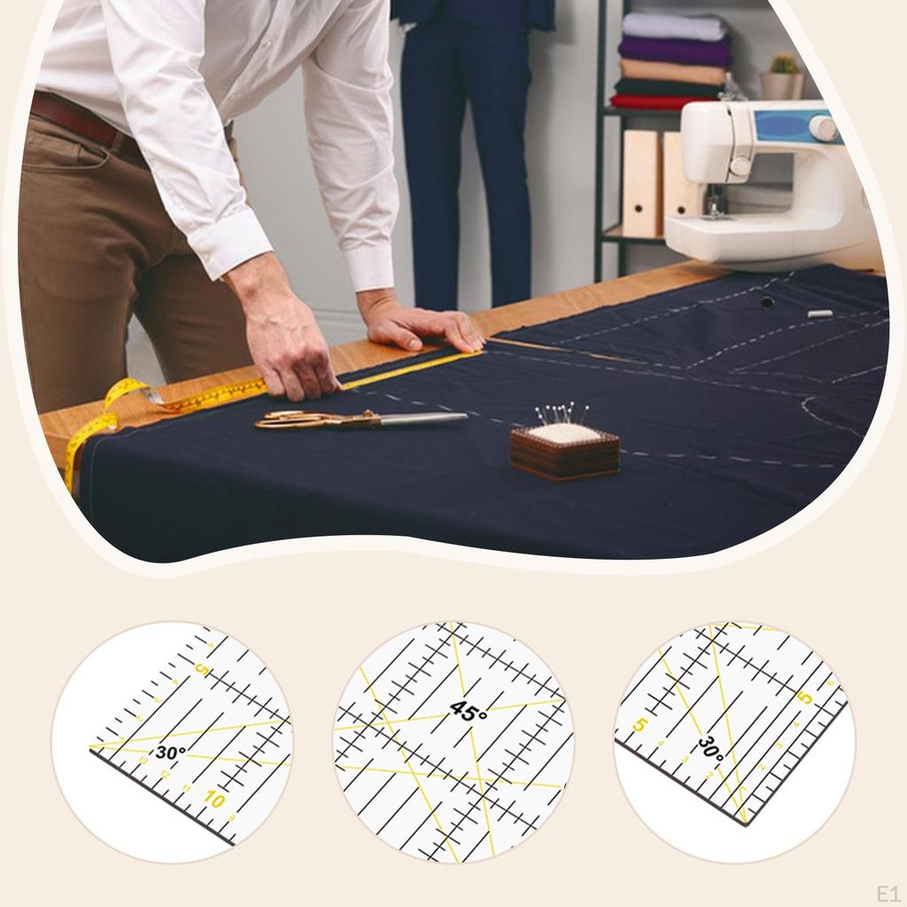 Rectangle Acrylic Quilting Ruler Cloth Cutting Template Crafting Sewing for Printing