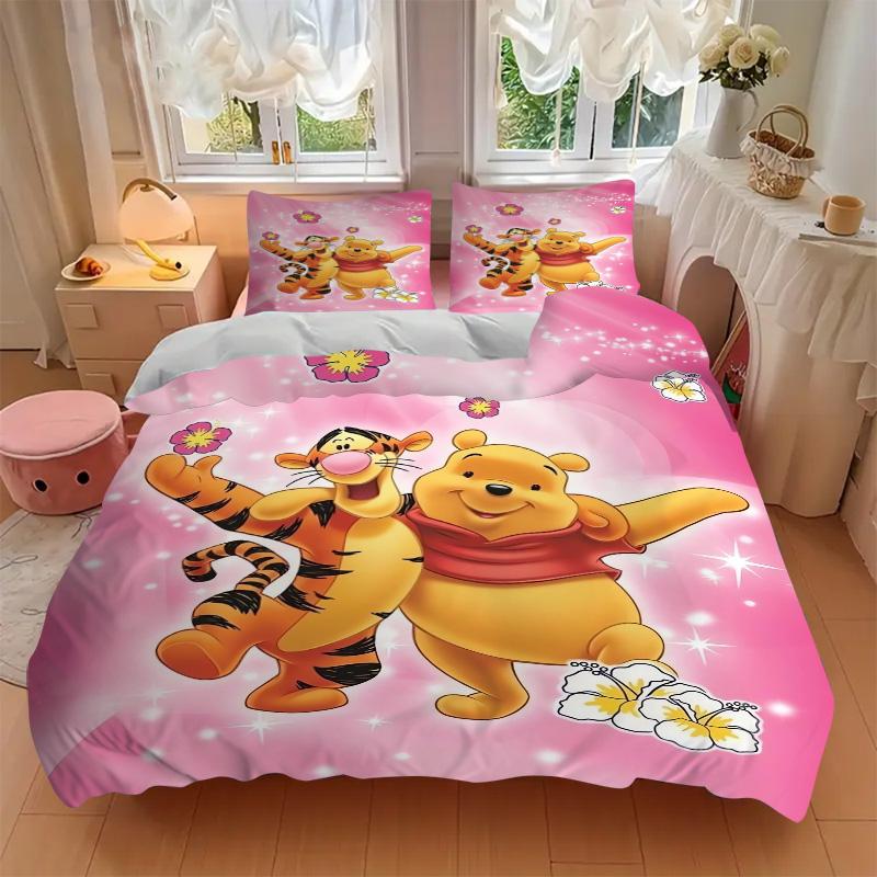 Piglet Tigger Pink Print 3Pcs Bedding Setduvet Cover With 2 Bedropillowcase Home Birthday Gift