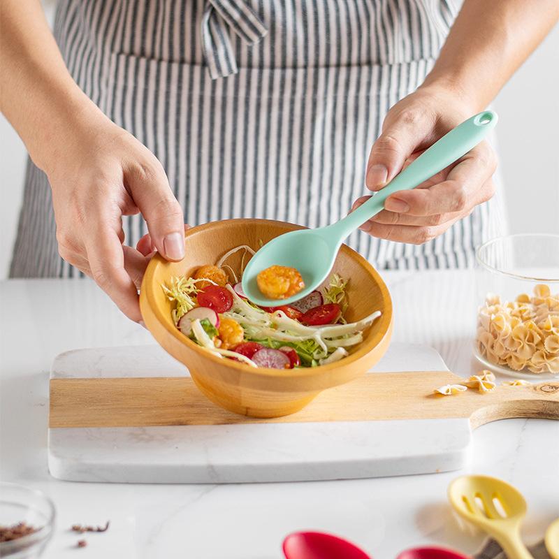 One-piece Silicone spoonHigh-temperature Resistant Cooking Denser Kitchen Utensils Small Soup Spoons Salad Spoons