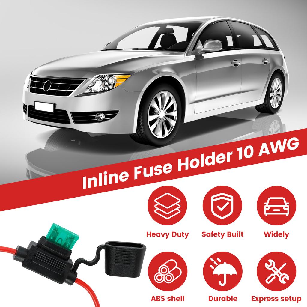 24/10PCS Car Fuse Holder Waterproof 14awg Small Blade Type Inline Fuse Holders for In-Line Ato/Atc Blade Fuses